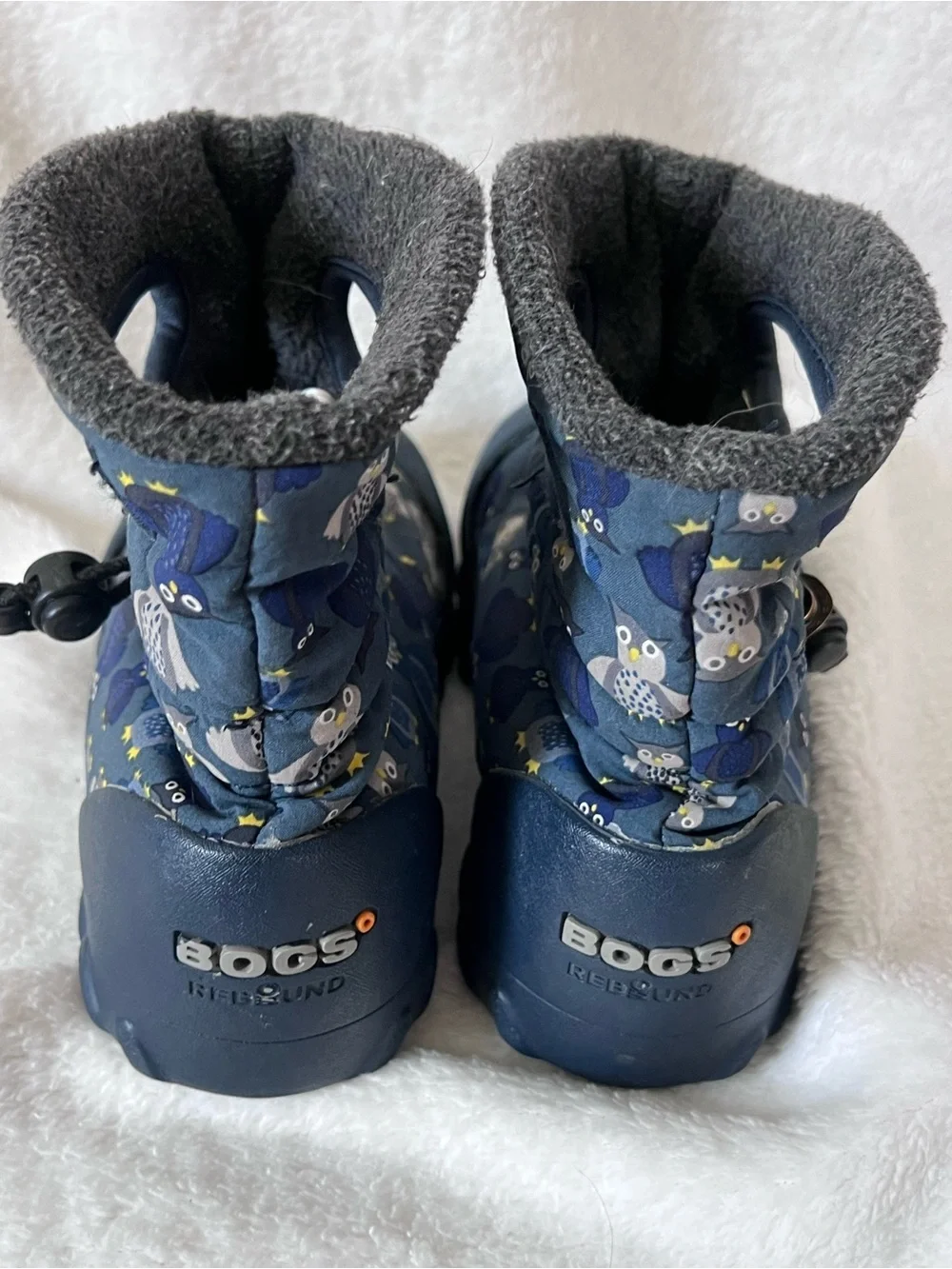 Bogs Kids Blue Owl Print puff b-mic Waterproof Winter Boots